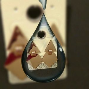 Gold One Way Collection Triangular Earrings